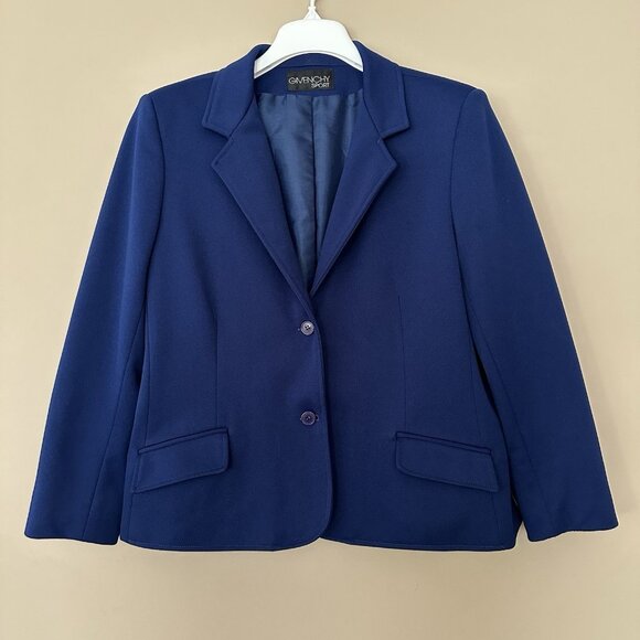 Givenchy Sport Single Breasted Blazer Suit Jacket Coat Women 16 VTG Navy Blue - Picture 5 of 9